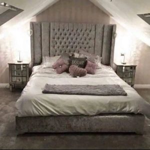 Sleek silhouette wingback bed